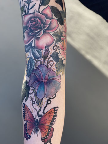 tattoo,aces,high,alex,rockoff,alexrockoff,west,palm,beach,traditional,neotraditional,beetle,beatle,flower,sunflower,floral,color